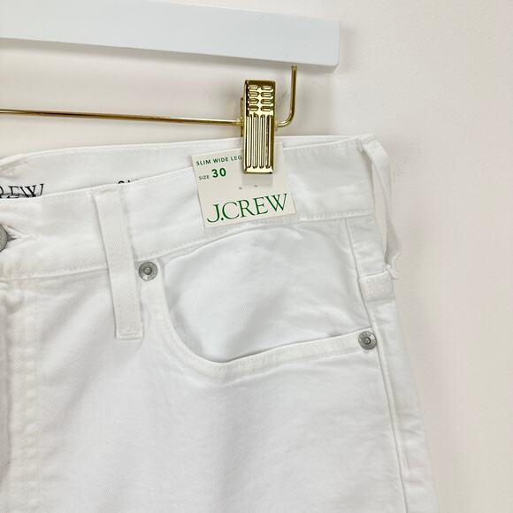 J.Crew Slim Wide Leg Jean White High Waisted Classic Stretch Denim US 30 NWT - Picture 13 of 16